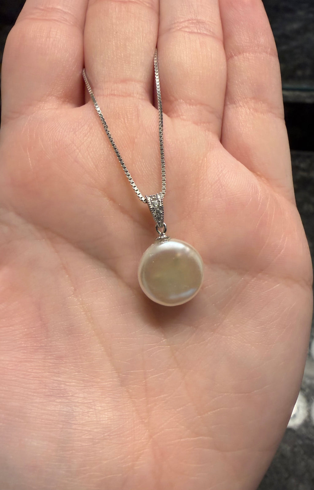 Simple Pearl Drop Necklace w/ Coin