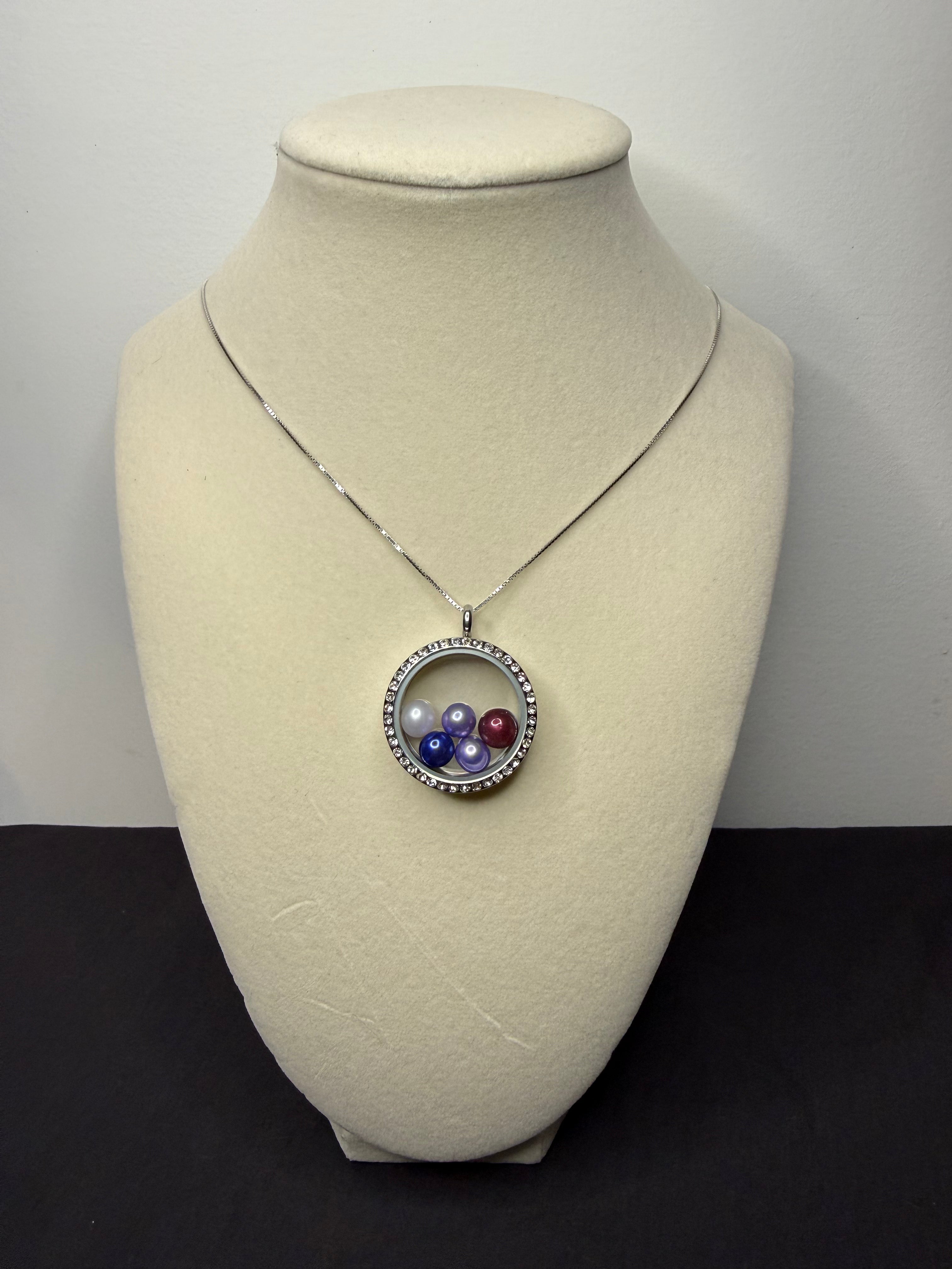Round Locket with Rhinestones