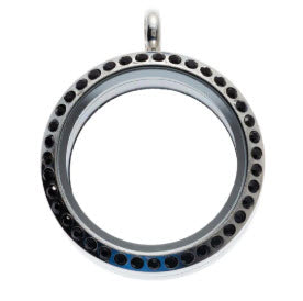 Round Locket with Rhinestones