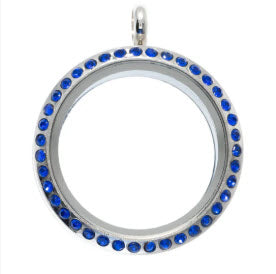 Round Locket with Rhinestones