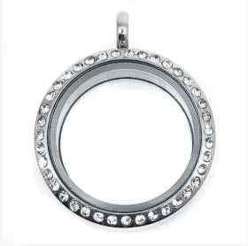 Round Locket with Rhinestones