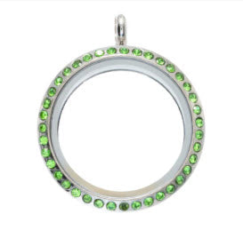 Round Locket with Rhinestones
