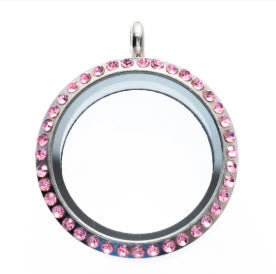 Round Locket with Rhinestones