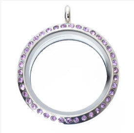Round Locket with Rhinestones