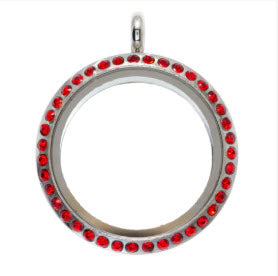 Round Locket with Rhinestones